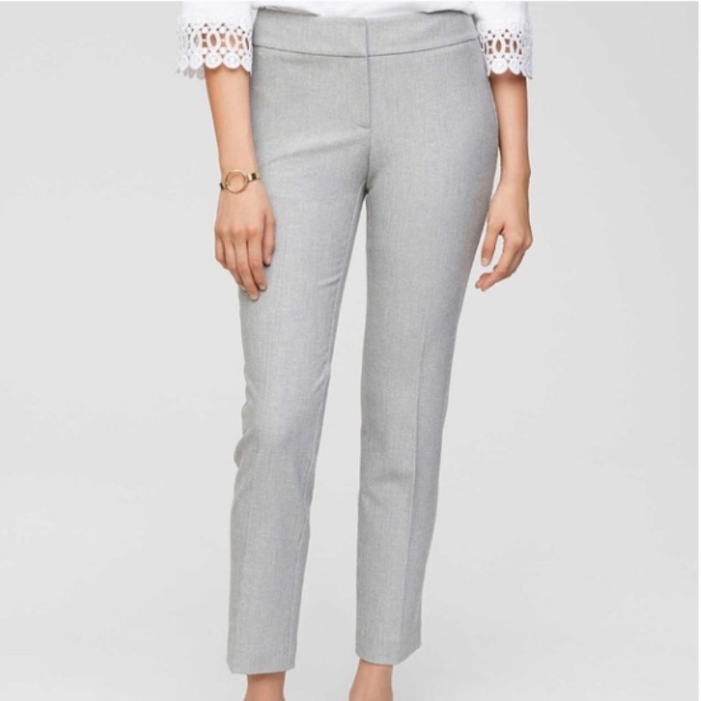 LOFT | Marisa Slim Leg Gray Textured Crop Pants | 8